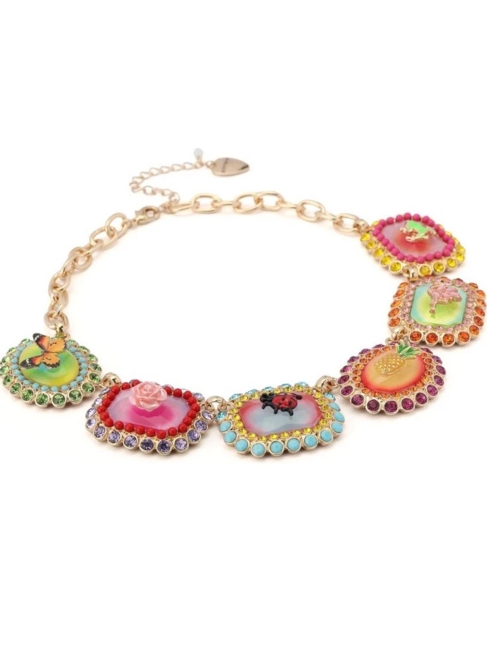 Betsey Johnson Backyard Stone Critter Bib Statement Necklace & Matching Bracelet - Picture 12 of 14